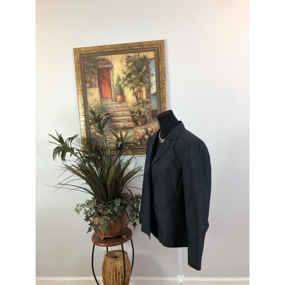 Le Suit Women Jacket 14P Mob Wife 3 Buttons Front Blue Office Siren Lined Lapel - Picture 6 of 10